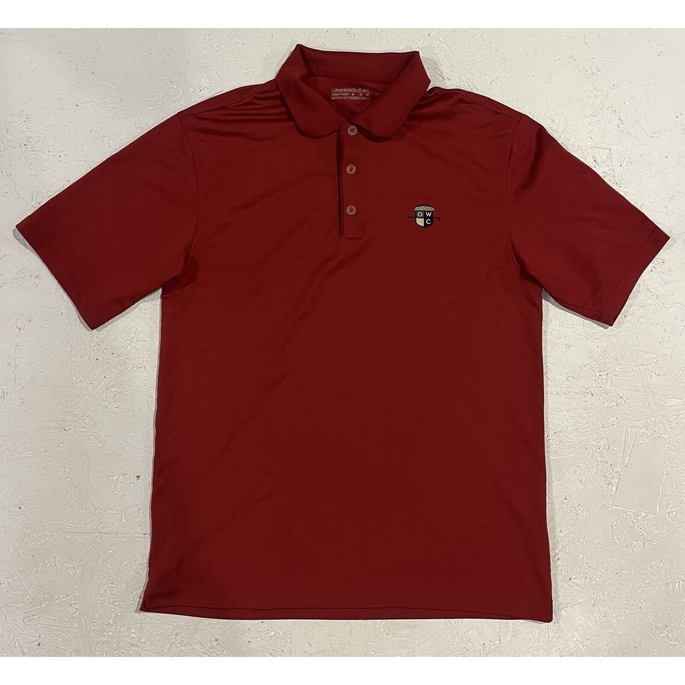 Nike Dri Fit Golf Polo Shirt Mens M Red Country Club Athletic Short Sleeve